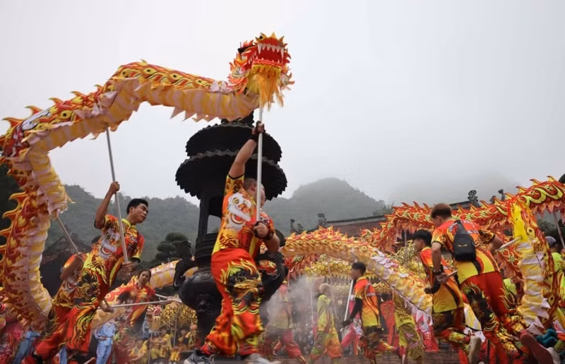 A dragon dance at the opening ceremony of the festival.