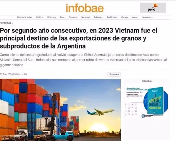 A screenshot of the Infobae newspaper (Photo: VNA)
