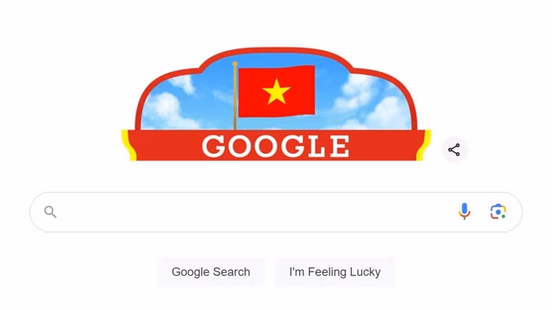 The doodle celebrating Vietnam's National Day on Google's Vietnam homepage.