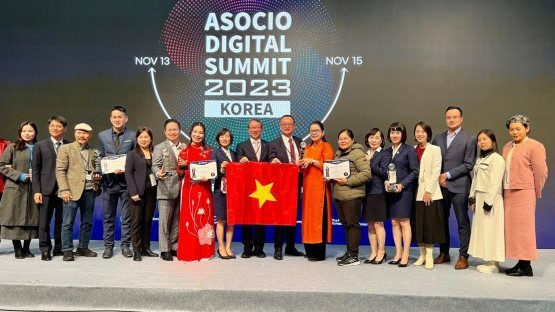 Representatives of Ho Chi Minh City and some other localities receive the award.