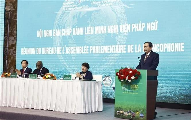 National Assembly (NA) Chairman Tran Thanh Man speaks at the Parliamentary Assembly of the Francophonie Executive Committee’s meeting in Can Tho on January 22. (Photo: VNA)