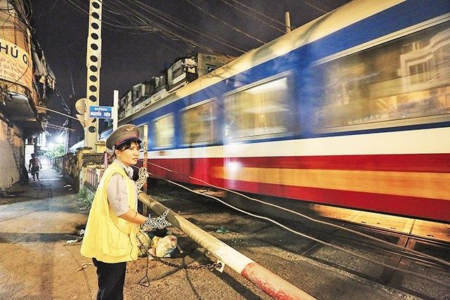 A railway crossing guard.