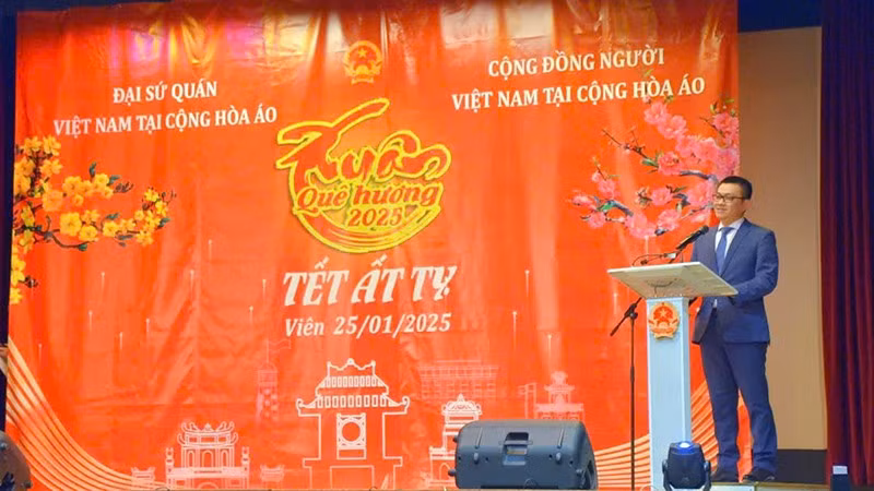 Vietnamese Ambassador Vu Le Thai Hoang speaks at the event.