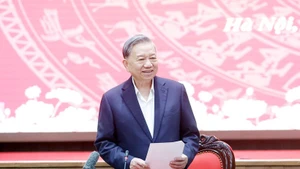 Party General Secretary To Lam speaks at the conference announcing the inspection and supervision for the Ha Noi Party Committee on March 6. (Photo: VNA)