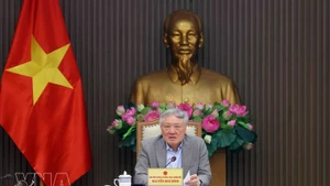 Permanent Deputy Prime Minister Nguyen Hoa Binh speaks at the meeting to review the development strategy and operational framework for the international financial centre. (Photo: VNA)