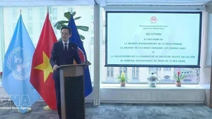 Ambassador Do Hung Viet, Permanent Representative of Viet Nam to the UN, speaks at the Permanent Mission's formal reception to mark International Francophonie Day and French Language Day at the UN in New York on March 24, 2026. (Photo: VNA) 