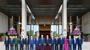 General Secretary To Lam, along with Party, State, and National Assembly leaders, at the 10th Session of the 15th National Assembly. (Photo: Duy Linh)