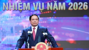 Prime Minister Pham Minh Chinh speaks at the conference reviewing the 2025 performance and outlining tasks for this year of Viet Nam Television (VTV) on January 10. (Photo: VNA)