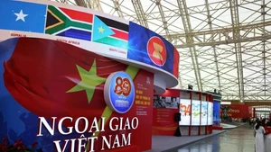 The exhibition space of the Ministry of Foreign Affairs at the exhibition showcasing national achievements, titled "80-Year Journey of Independence – Freedom – Happiness” (Photo: VNA)