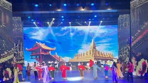 Vietnamese and Lao artists present performances honouring the great friendship, special solidarity, and comprehensive cooperation between the two countries (Photo: VNA)