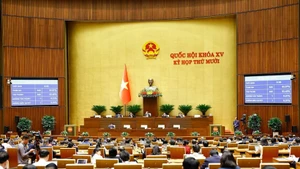 The National Assembly votes to adopt the law amending and supplementing a number of provisions of the Law on Corruption Prevention and Control. (Photo: VNA)