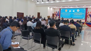 The Viet Nam–Cambodia business networking conference takes place in Svay Rieng province, Cambodia, on August 27. (Photo: VNA)