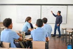 Students attend a class on the first day of the new semester in a public school in Caracas, Venezuela, Jan. 12, 2026. The second half of the 2025-2026 academic year for primary and secondary education began on Monday in Venezuela. (Photo: Xinhua)
