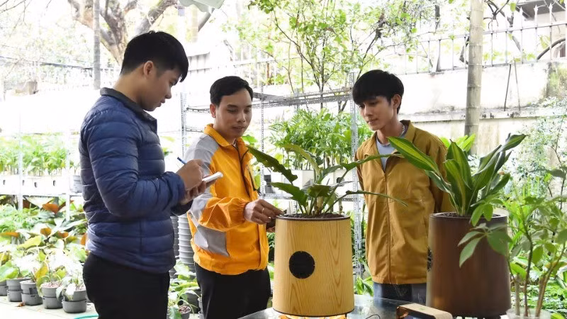 TreeOTek startup develops biotech air purifier products. (Photo: THUY NGUYEN)