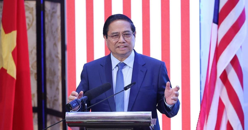 Vietnamese Prime Minister Pham Minh Chinh speaks at National University of Malaysia (Photo: VNA)