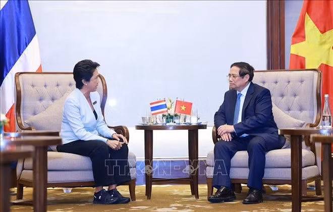 Prime Minister Pham Minh Chinh receives Somhatai Panichewa, CEO of Amata VN Public JSC (under Amata Group. (Photo: VNA)