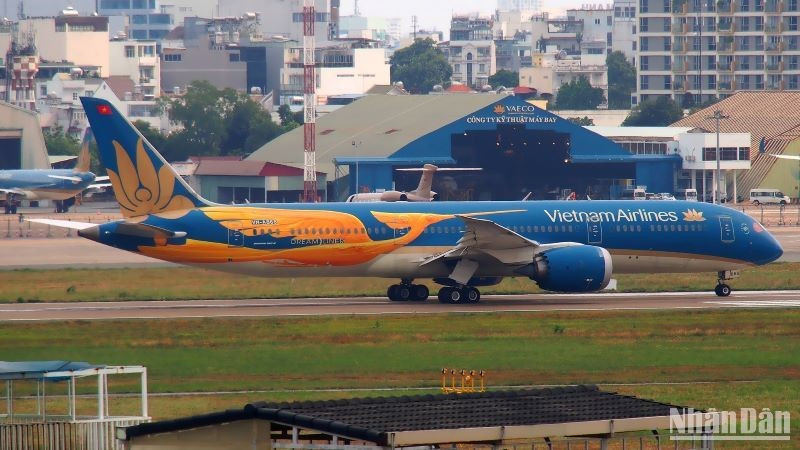 The Boeing 787-9 Dreamliner with special livery featuring the chim Lac (Photo: ND)