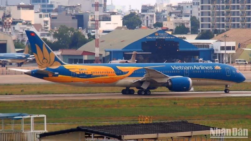 The Boeing 787-9 Dreamliner with special livery featuring the chim Lac (Photo: ND)