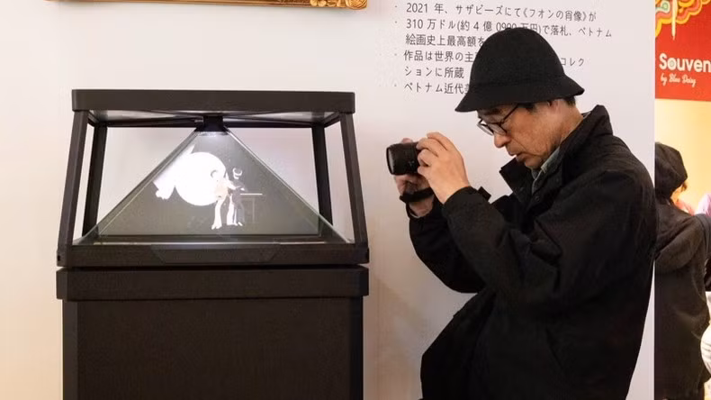 The pavilion draws a visitor.