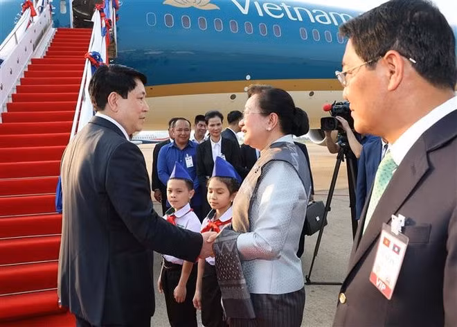 State President Cuong concludes a state visit to Laos (Photo: VNA)