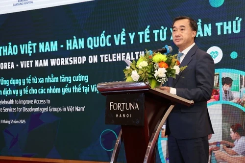 Professor Dr Tran Van Thuan, Deputy Minister of Health, speaks at the conference.