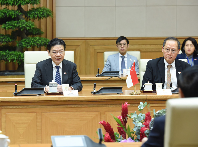 Singaporean PM Lawrence Wong speaks at the talks.