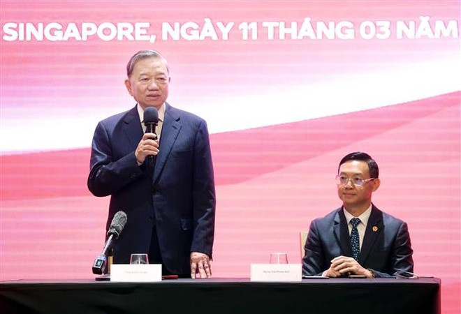 Party General Secretary To Lam speaks at the meeting. (Photo: VNA)