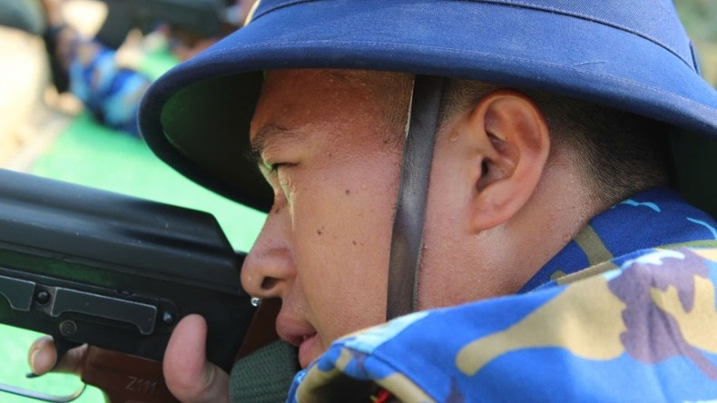 “Sweat more in training, bleed less in battle” is the motto and determination on the training ground.