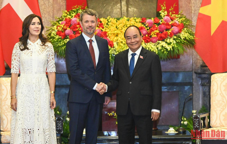 President Nguyen Xuan Phuc, Danish Crown Prince Frederik and Crown Princess Mary at the reception. President Nguyen Xuan Phuc, Danish Crown Prince Frederik and Crown Princess Mary at the reception.