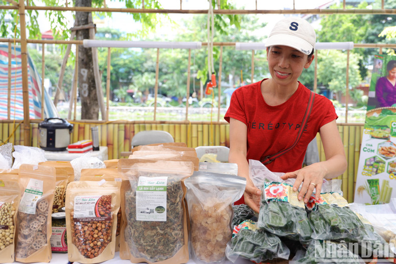 Freeze-dried lotus products are displayed at the event.