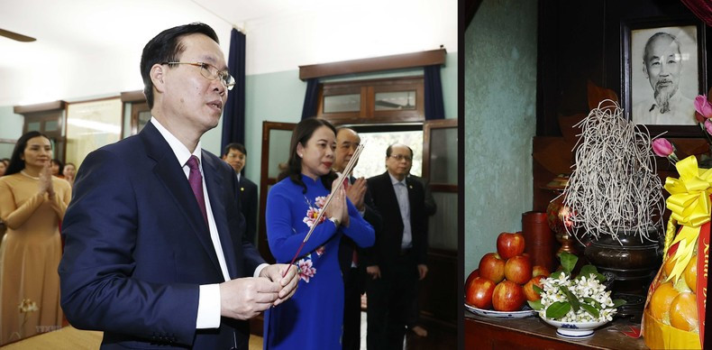 President Vo Van Thuong offers incense to President Ho Chi Minh. President Vo Van Thuong offers incense to President Ho Chi Minh.