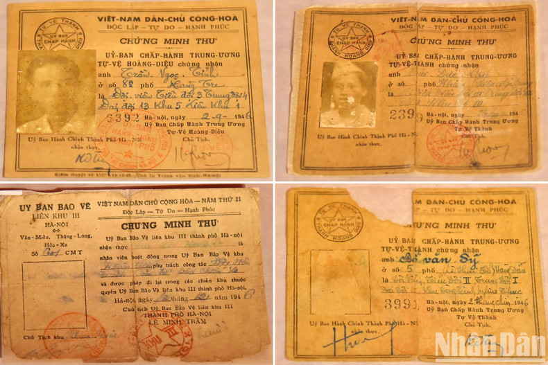 ID cards of self-defence soldiers. ID cards of self-defence soldiers.