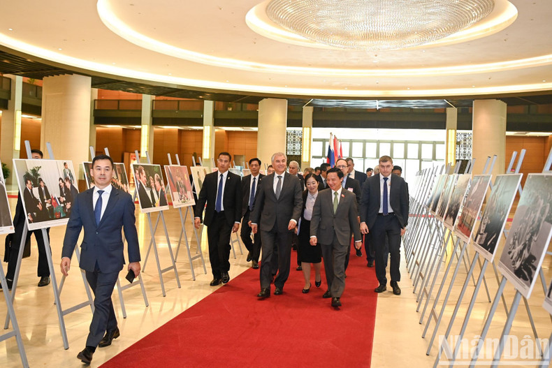 Chairman of the Russian State Duma Vyacheslav Viktorovich Volodin and its members attend the meeting at the National Assembly Building.