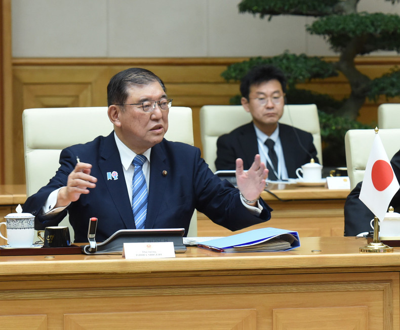 Japanese PM Ishiba Shigeru speaks at the talks.