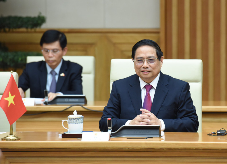 Vietnamese PM Pham Minh Chinh speaks at the talks.