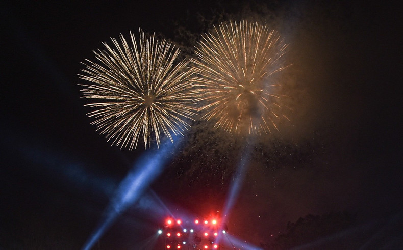 Fireworks light up the sky over Thong Nhat Park.