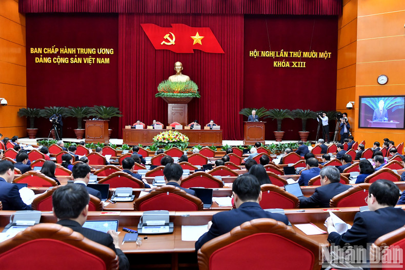 The opening session of the 13th Party Central Committee’s 11th plenum in Hanoi.
