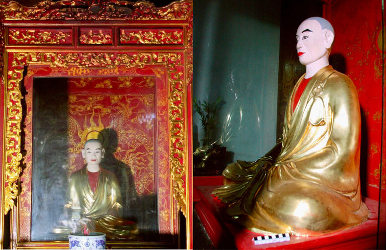 The statues of the second patriarch Phap Loa and the third patriarch Huyen Quang.
