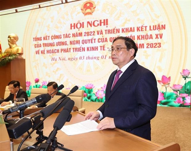 PM Pham Minh Chinh addresses the conference on January 3. (Photo: VNA)