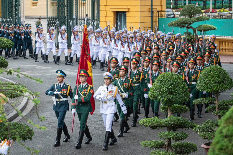 The Vietnamese military band at the welcome ceremony.