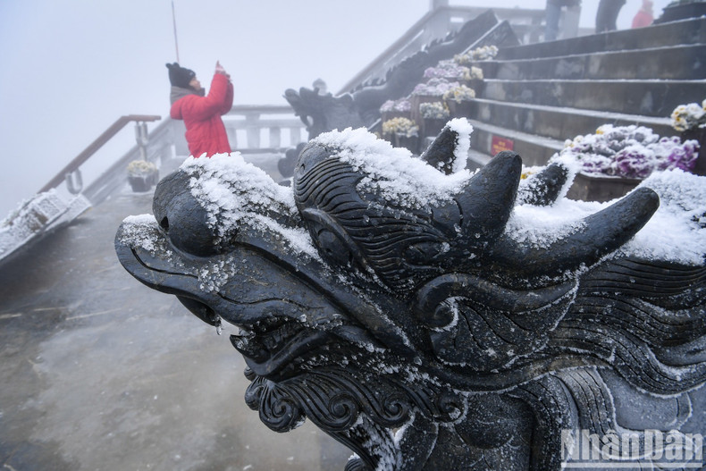 The spectacle on Mount Fansipan draws numerous photographers. The spectacle on Mount Fansipan draws numerous photographers.