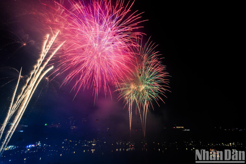 The capital city’s sky was illuminated with sparkling fireworks. The capital city’s sky was illuminated with sparkling fireworks.