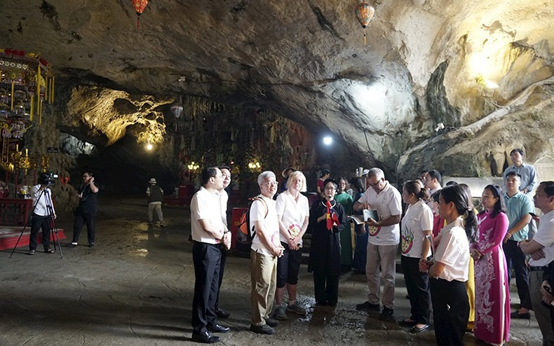 Scientists exploring the values of Tam Thanh Cave in Lang Son City.