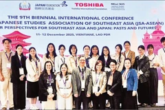 Lecturers and students of the Faculty of Oriental Studies at the University of Social Sciences and Humanities (Viet Nam National University, Ha Noi) attend an international conference in Laos in December 2025.