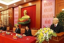 Party General Secretary Nguyen Phu Trong speaks at the get-together (Photo: VNA)
