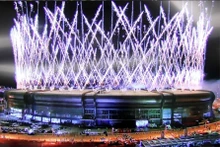 A fireworks display kicks off the opening ceremony 