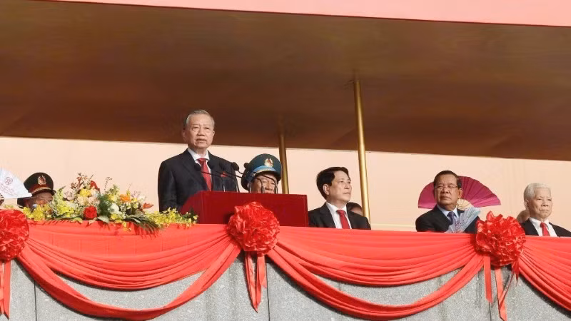 Party General Secretary To Lam delivers the address at the ceremony celebrating the 80th anniversary of August Revolution and National Day in Ha Noi on September 2. (Photo: VNA) 