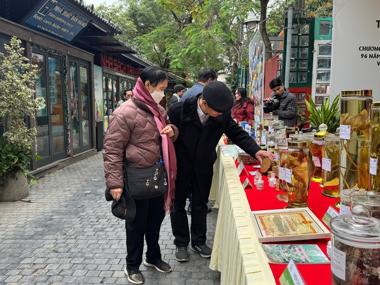 Visitors at the exhibition.