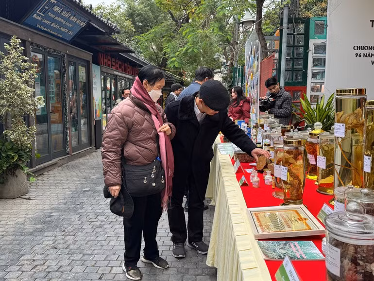 Visitors at the exhibition.