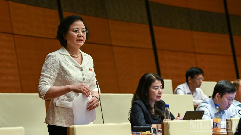 Deputy Prime Minister Pham Thi Thanh Tra speaks at the 15th National Assembly's tenth session. (Photo: Duy Linh)